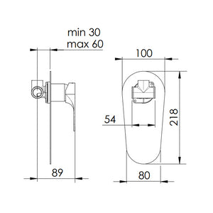 Rubinetto doccia incasso con piastra - serie class line