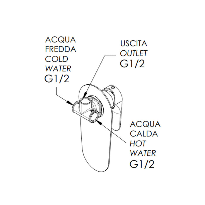 Rubinetto doccia incasso con piastra - serie class line