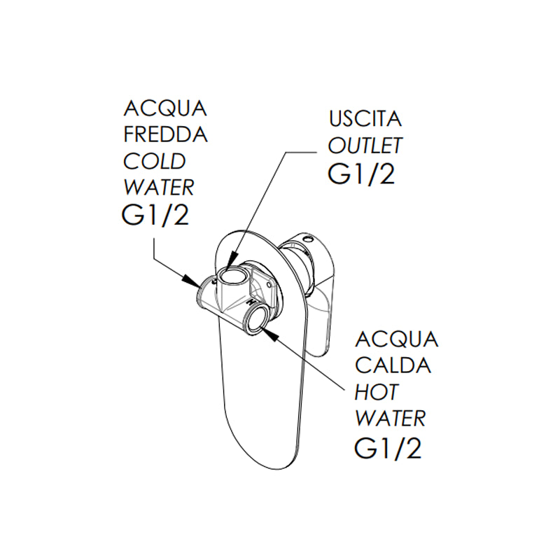 Rubinetto doccia incasso con piastra - serie class line