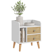 Comodino con 2 Cassetti e Ripiano Aperto ¨C Zephmum ¨C Pino 43x30x49 cm