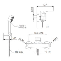 Rubinetto doccia esterno con kit doccia - serie class line