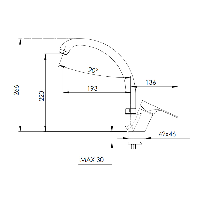 Miscelatore per lavello con bocca alta girevole tipo lusso - serie class line