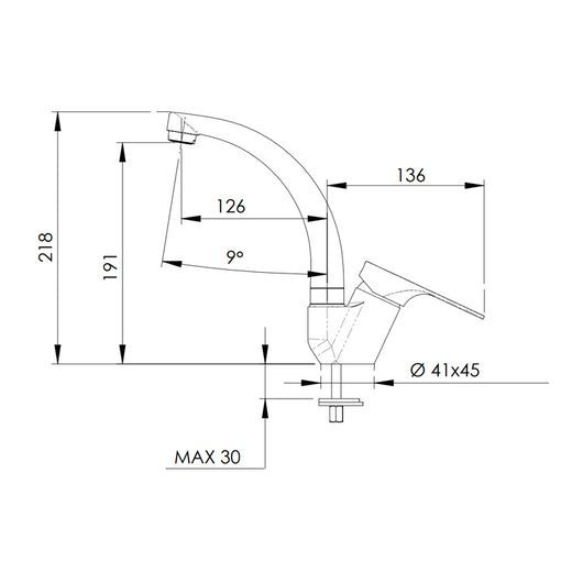 Rubinetto per lavello con bocca altagirevole, modello corto tipo lusso - serie class line