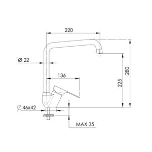 Miscelatore per lavello con bocca alta a u girevole - serie class line