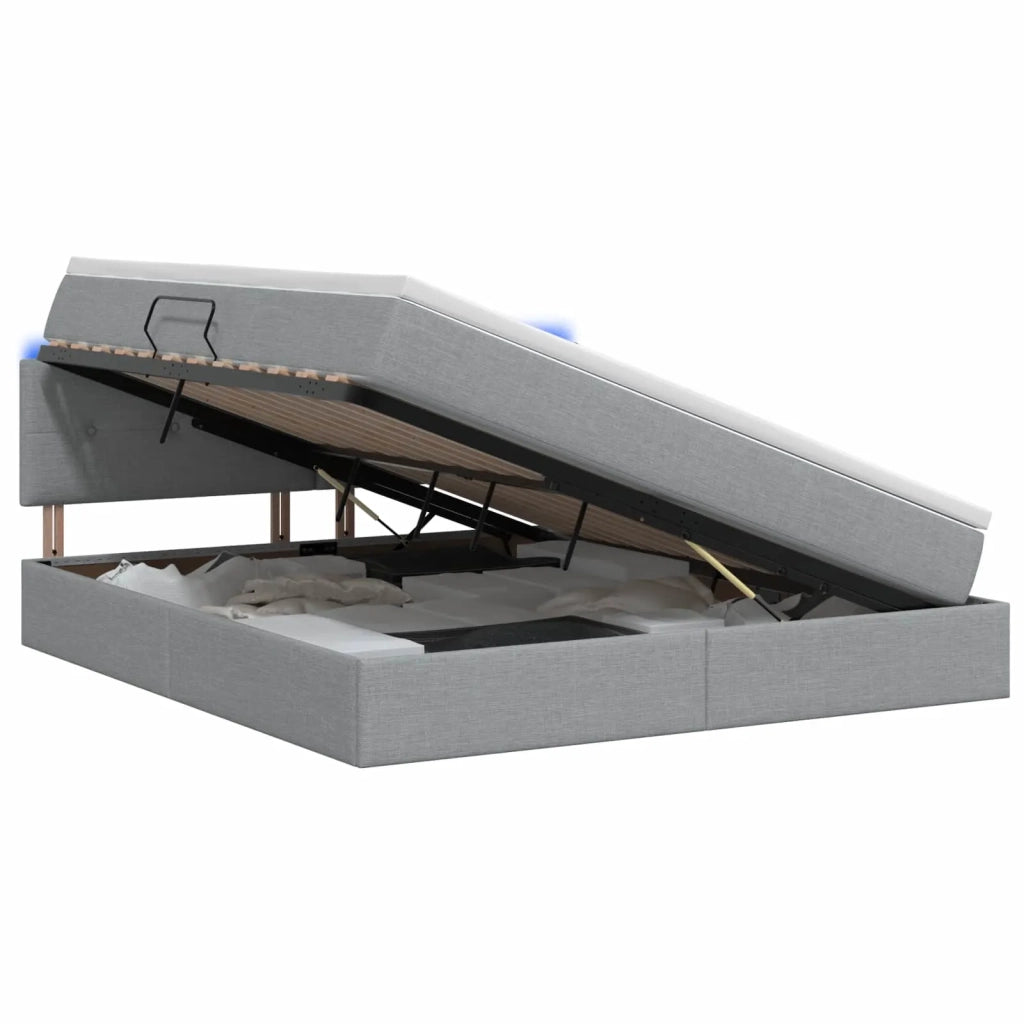 Letto con contenitore LED e materasso Grigio Chiaro 3459066