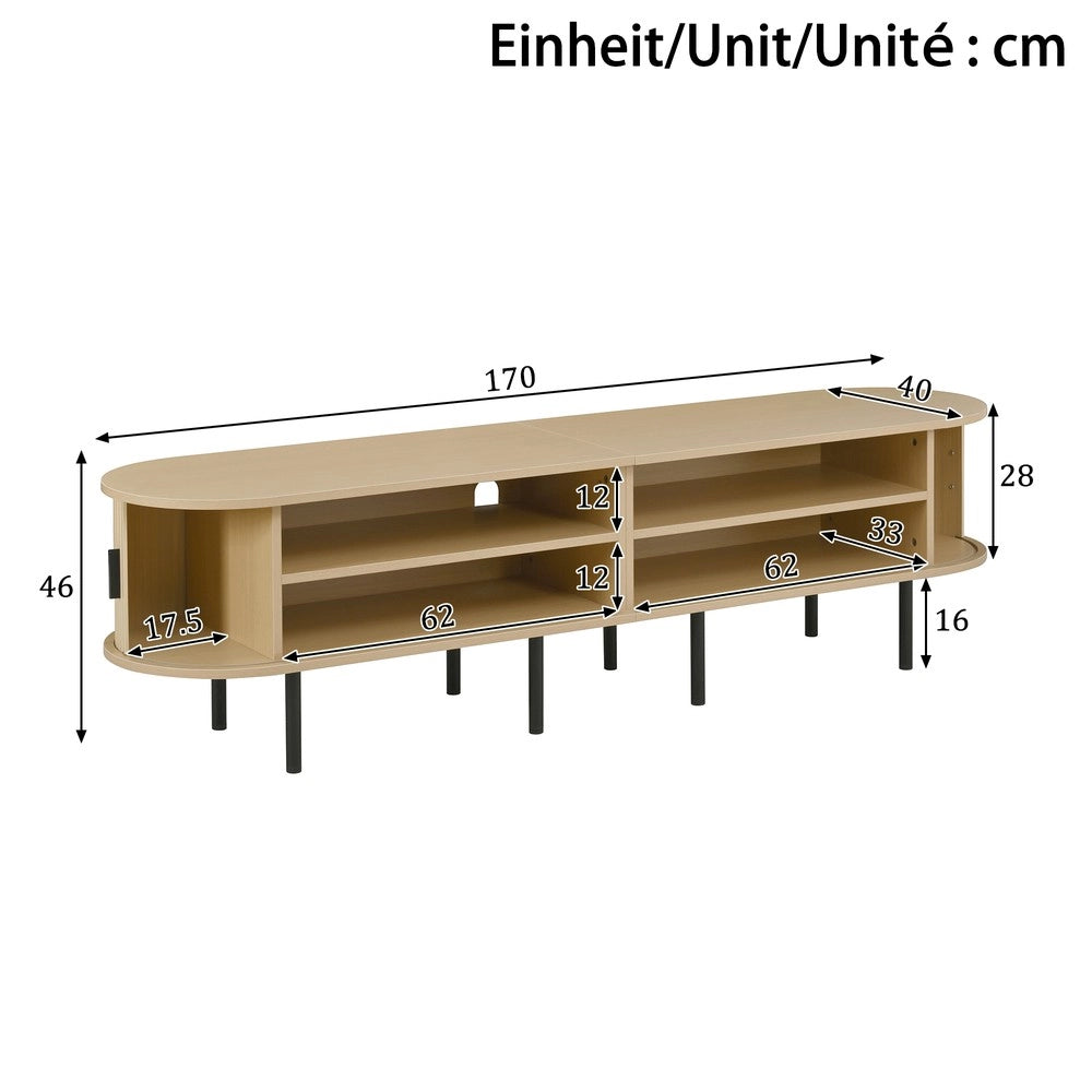 Mobile TV con Ante Scorrevoli e Ripiani ¨C Xylo ¨C MDF, Gambe in Metallo, Design Moderno