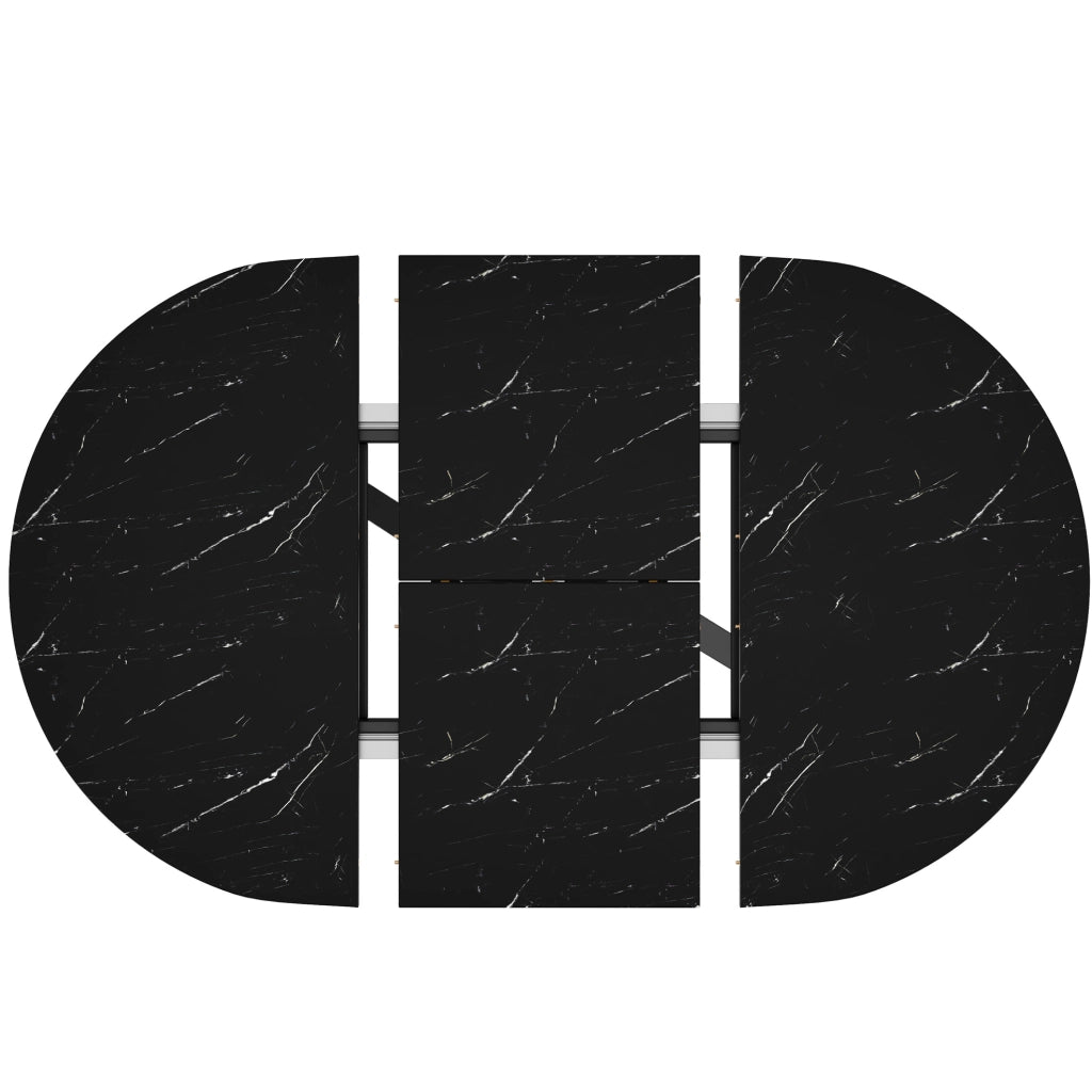 Tavolo rotondo allungabile; diametro 100 cm estendibile a 140 cm; MDF e metallo nero