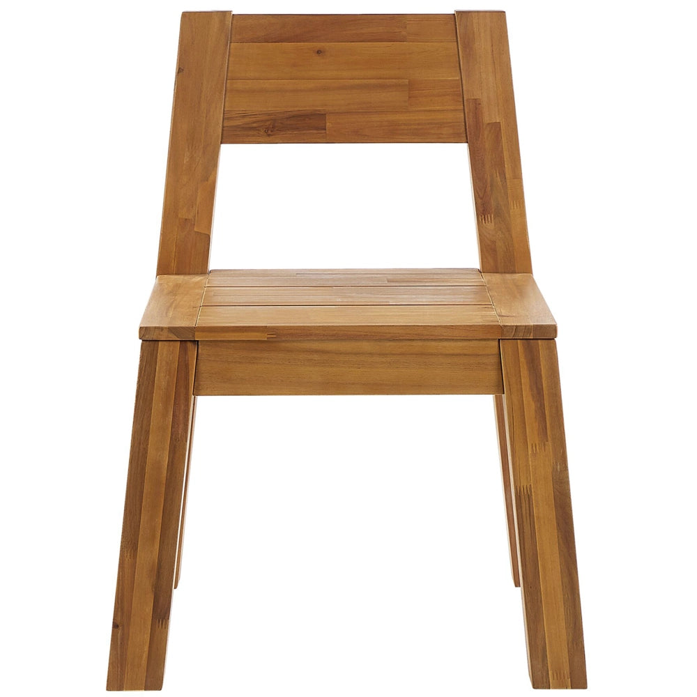 Set da pranzo da giardino 7 pezzi Tavolo rettangolare in legno di acacia laminato chiaro 6 sedie per interni ed esterni in stile rustico