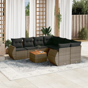Set Divano da Giardino 9 pz con Cuscini Grigio in Polyrattan 3224933
