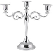 Candelabro a 3 braccia in argento - Robusto/duraturo - Stile europeo - Decorazione - Adatto per matrimoni/tavolate - Sostegno candele