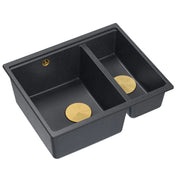 Lavello In Granito Logan 150 Black Metallic Tappo oro