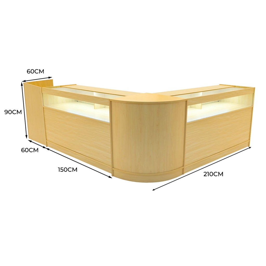Set Banconi Negozio Acero Luna LED B1500 CM60 TB60 con Serrature e Vetrina