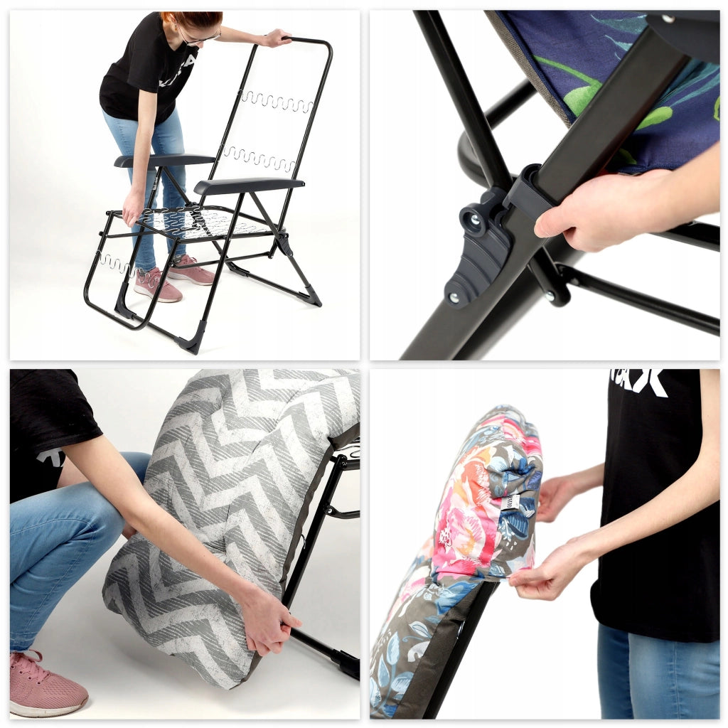 Sedia da spiaggia/giardino KADAX con cuscino e poggiapiedi, regolabile, portata massima 110 kg