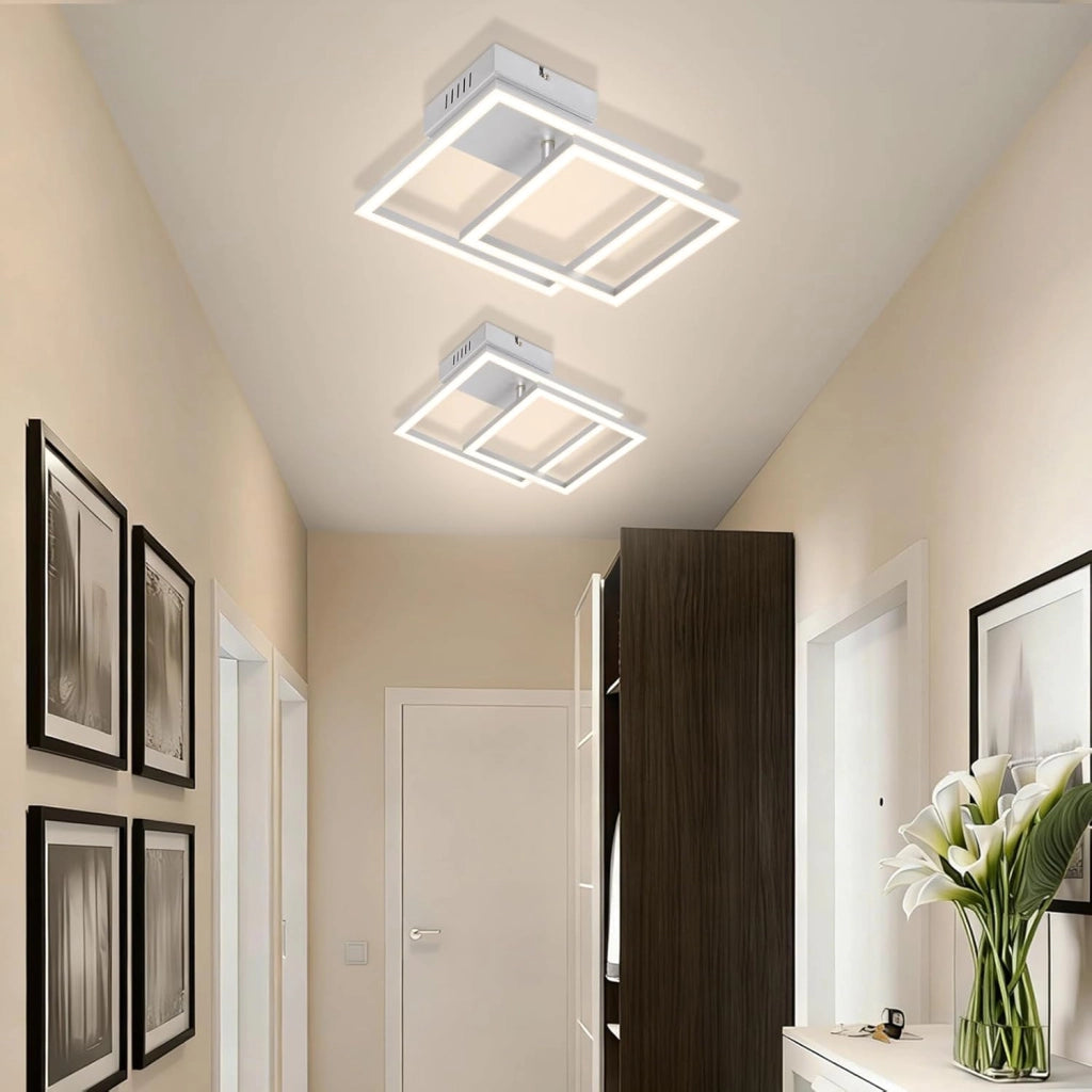 ZMH Plafoniera LED argento 20W 4000K moderna plafoniera quadrata per soggiorno camera da letto corridoio o ufficio