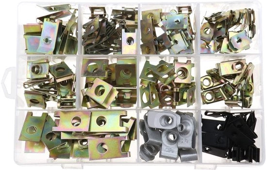 U-Clips 150 pezzi - Viti Auto - Clip per Montaggio - Viti a Gancio - U-Moresenti in Metallo - 11 Dimensioni diverse