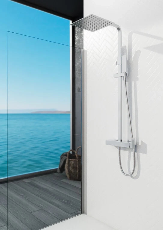 Colonna doccia quadrata con miscelatore INVERTER - bianco