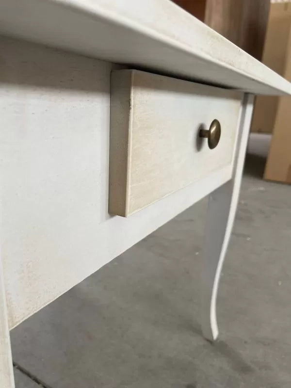 Tavolino quadrato 1 cassetto shabby legno bianco anticato 57x57x52 - Mobili 2G
