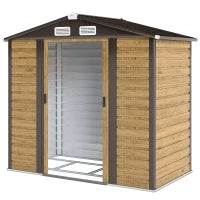 Capanno da giardino di area 2,36 m², in acciaio galvanizzato, facile da montare, 213x120x194cm Rovere