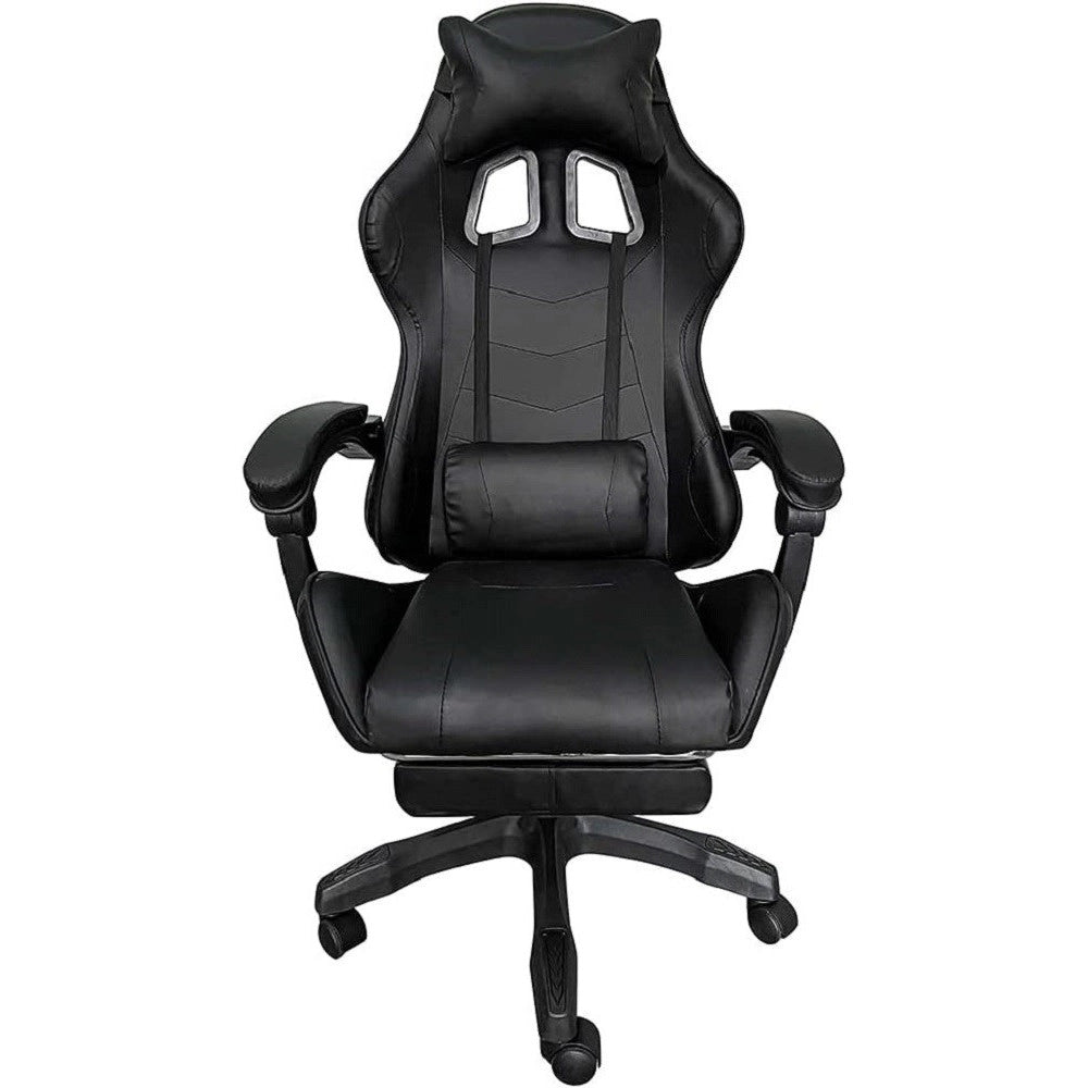 Trade Shop - Sedia Poltrona Gaming Ufficio Casa In Ecopelle Cuscino Lombare Poggiatesta Piedi Nero -