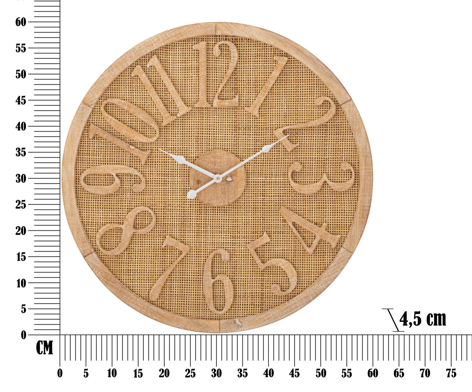 Orologio da Muro Boho Ø 60x4,5 cm in Rattan