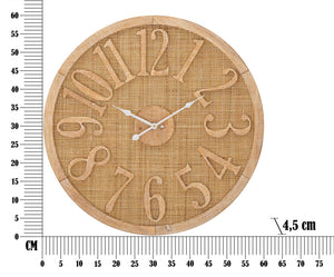 Orologio da Muro Boho Ø 60x4,5 cm in Rattan