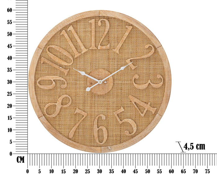 Orologio da Muro Boho Ø 60x4,5 cm in Rattan