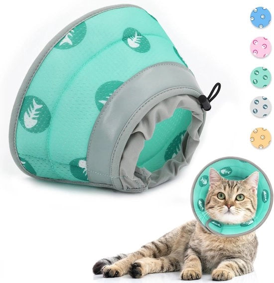 Halsband adattabile, halsband di recupero, halsband morbido, halsband a forma di cono per cuccioli, piccoli cani e gatti dopo un intervento chirurgico o una lesione (verde, L)