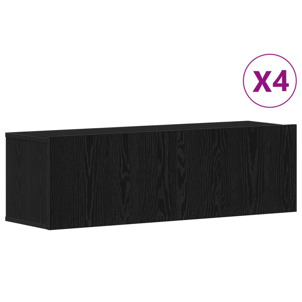 Set di mobili per TV a parete in 4 pezzi di  in legno ingegnerizzato nero rovere