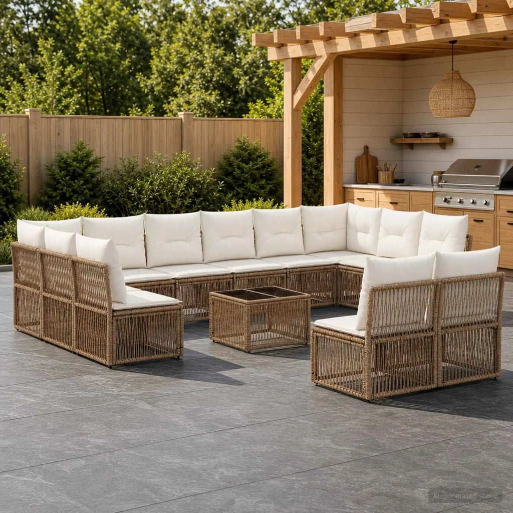 Set Divano da Giardino 13 pz Beige polyrattan 3434385