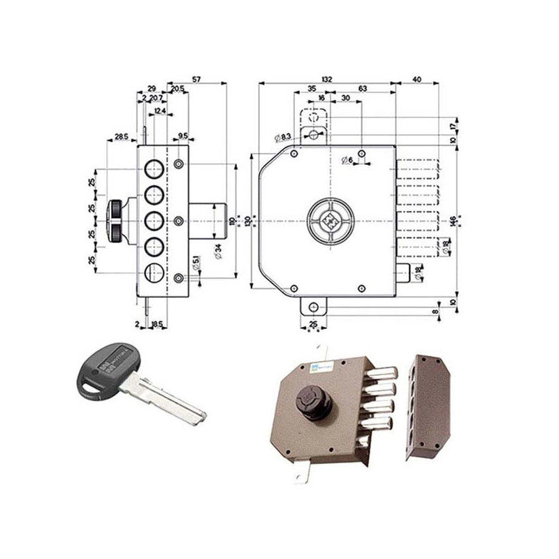Serratura Sic.Triplice Sx Pompa Scr. 30631 Mottura