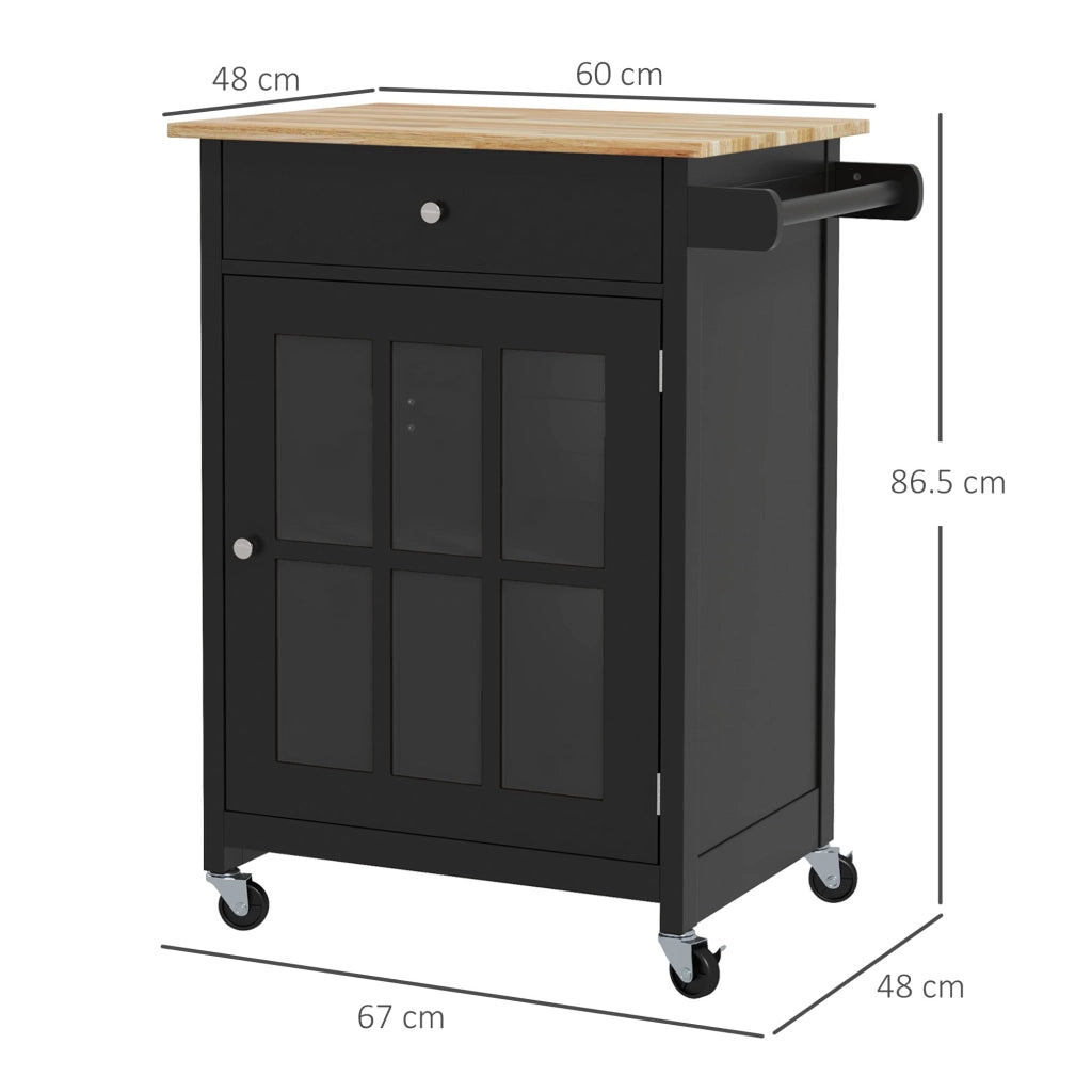 Mobile Cucina con Cassetto, Armadio Regolabile e Portasciugamani ¨C Minimal ¨C Legno, 67x48x86.5 cm, Nero e Rovere
