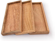 Servizio per frutta in legno di mango con bordo elevato per la presentazione - set di 3 - snack antipasti sushi - decorativo