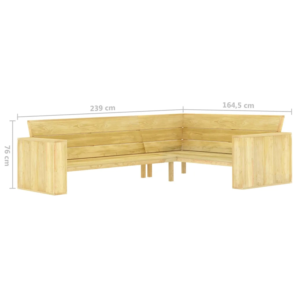 Panchina Angolare da Giardino 239cm in Legno di Pino Impregnato 49038