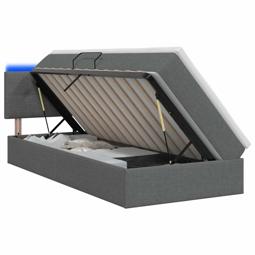 Letto con contenitore LED e materasso Grigio Scuro 100 x 200 cm 3459043