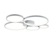 Plafoniera LED 5 cerchi, metallo, bianco opaco, L 59 cm, Rondo
