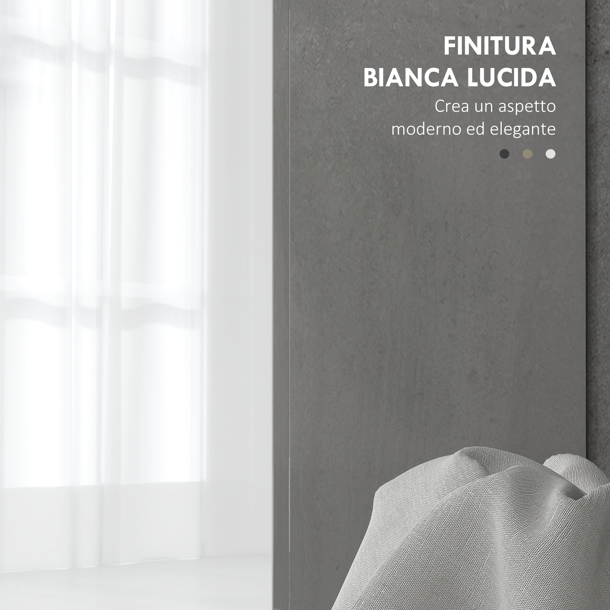 Mobile Sottolavabo da Bagno con Armadietto 2 Ante 80x34x60 cm Bianco Lucido