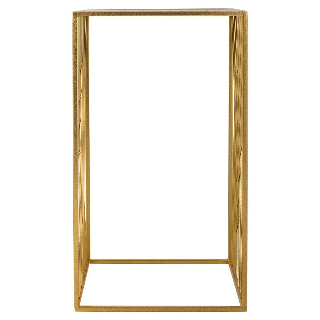 Tavolino angolare quadrato in metallo oro 40x40x70