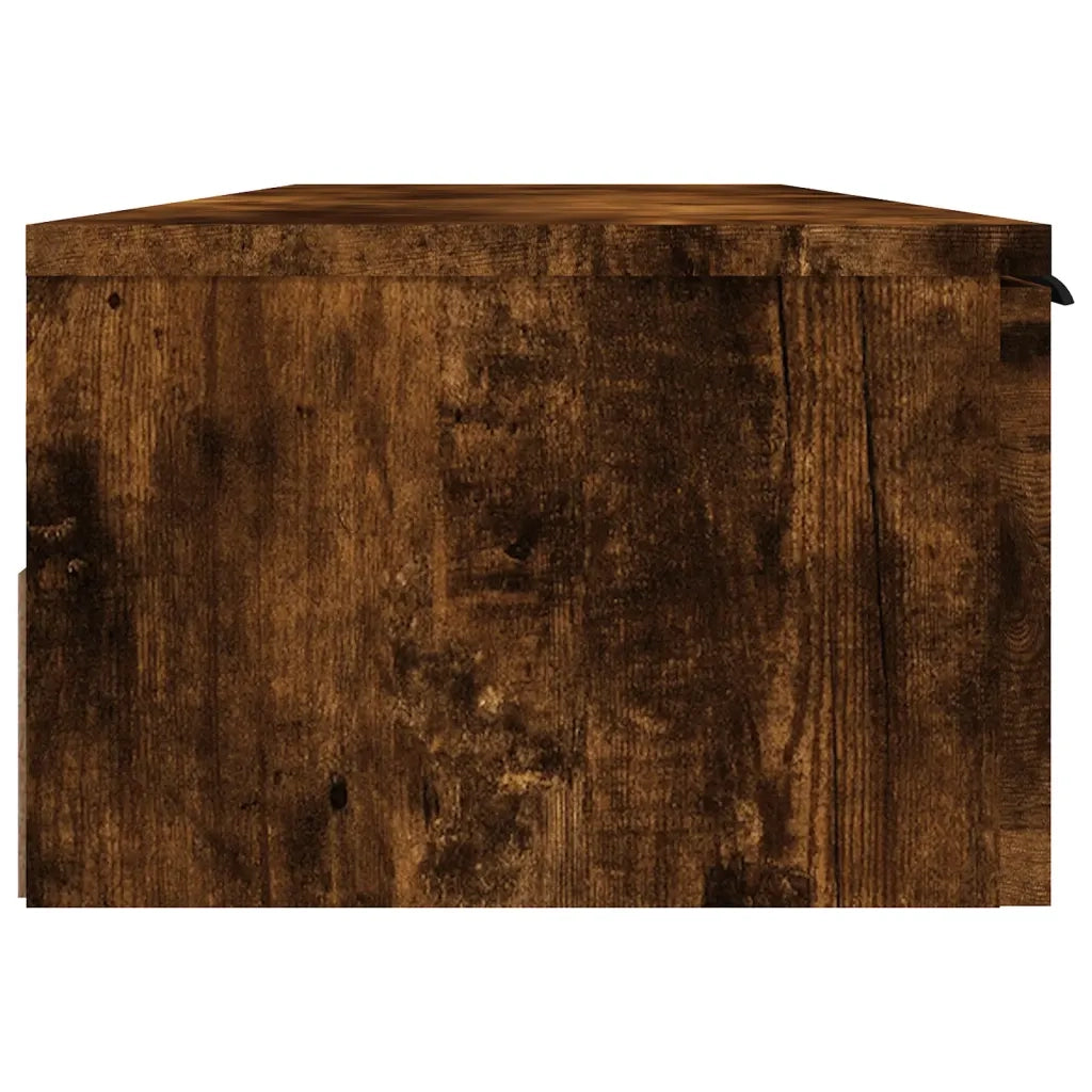 Elegante mobiletto a parete dal design versatile e contenitivo 102 x 30 x 20 cm realizzato in legno composito finitura rovere affumicato 02_0048306