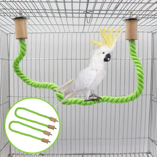 Set di accessori per volatili Allecto plus - Vogelhenneptouw per pappagalli e peracchi - Con zitschommel, accessori per gabbia e stanghe per arrampicata in posizione verticale