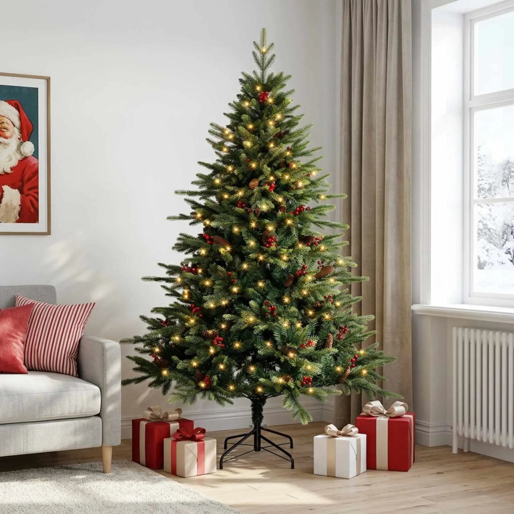 Albero di Natale Artificiale con Rami Pieghevoli 210 cm 300 LED 3466268