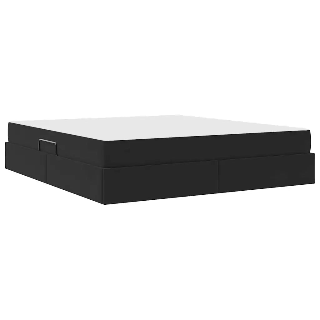 Letto con contenitore e materasso Nero 160 x 200 cm Velluto