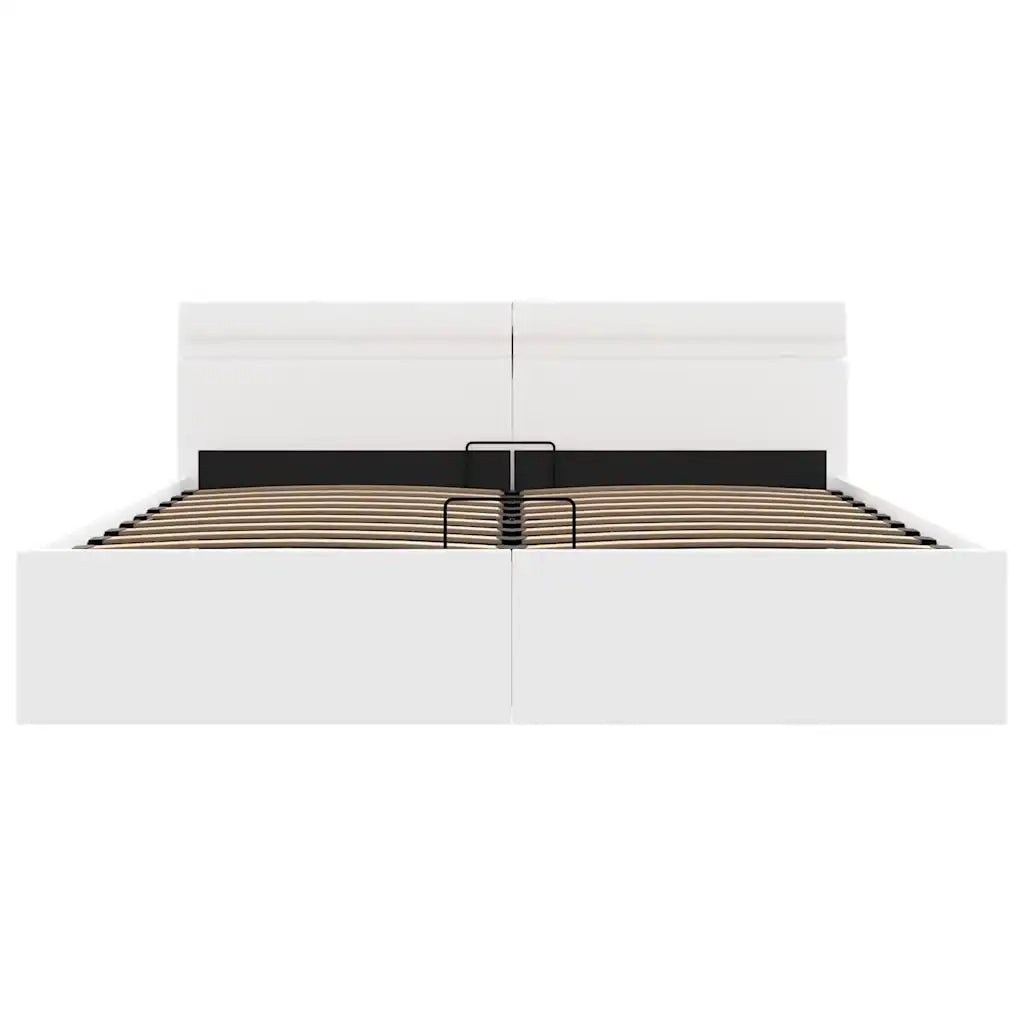 Giroletto Contenitore Idraulico LED Bianco Similpelle 160x200cm 285550