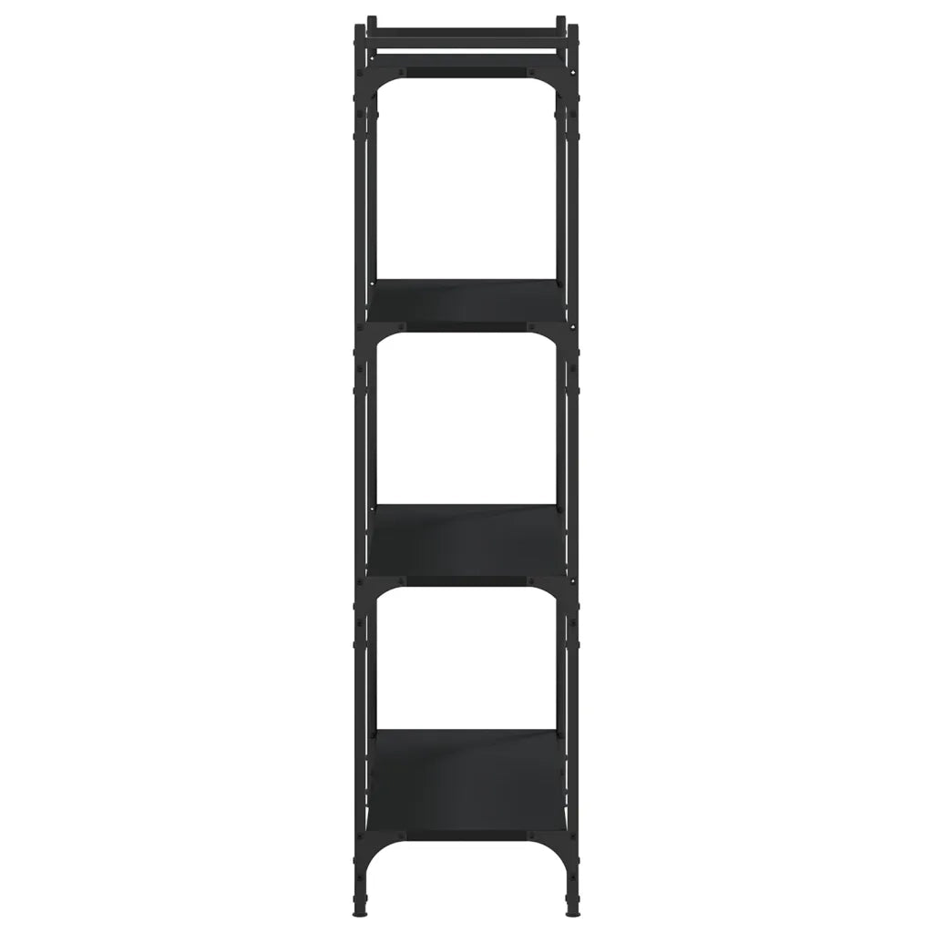 Libreria a 4 Ripiani-Scaffale per Libri-Mobile di Stoccaggio Nera 80x30x120 cm in Legno Multistrato