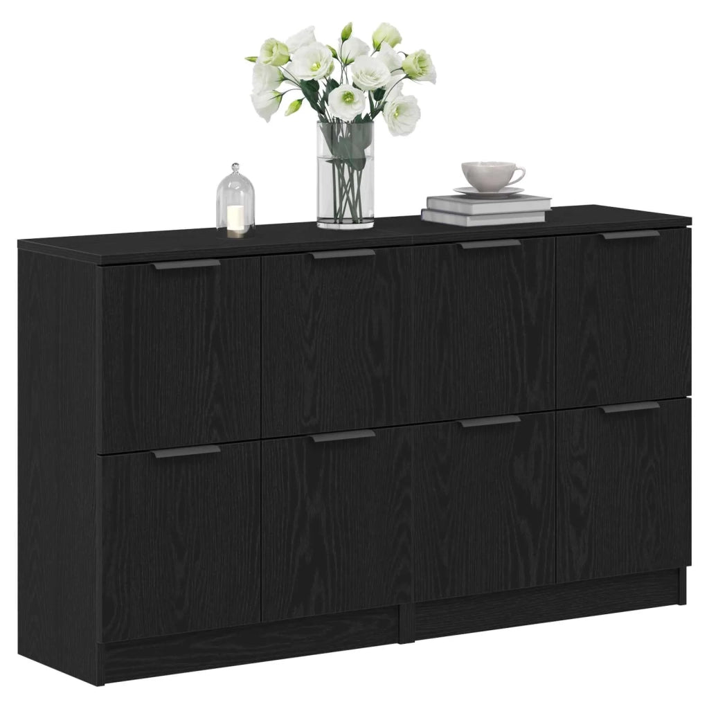 Credenza 2 pcs Rovere Nero 60 x 30 x 70 cm Legno multistrato 3333073