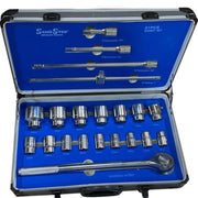 Trade Shop - Chiavi Bussole Grandi Kit 21 Pezzi Pz Da 19 A 50 Mm Cricchetto Camion Trattore -