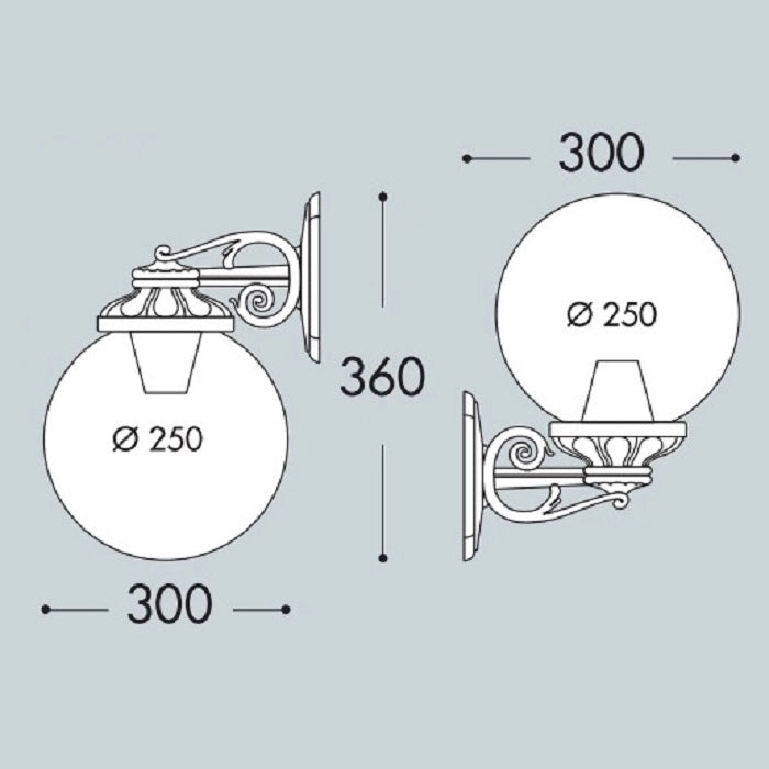 Fumagalli Bisso/250 Applique Lampada Globo da 250 Trasparente Braccio a Muro+Base e27