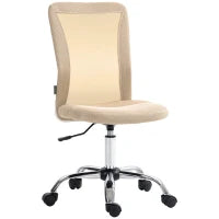 Sedia da Ufficio Ergonomica Regolabile in Altezza, Girevole a 360°, Rivestimento in Tessuto a Rete, Beige