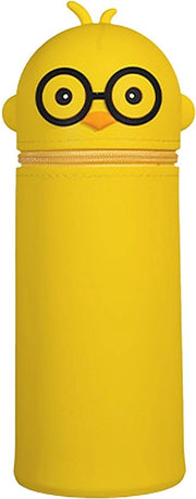 Etui in due pezzi in silicone, etui in silicone morbido, etui con cerniera, etui in piedi, etui a forma di cartoon, grande tasca per matite
