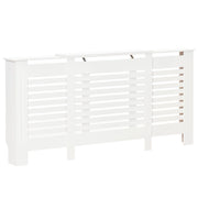 Easycomfort Mobile Copricalorifero Larghezza Regolabile e Mensola Superiore in MDF e Legno, 140-202x19x82.5cm, Bianco