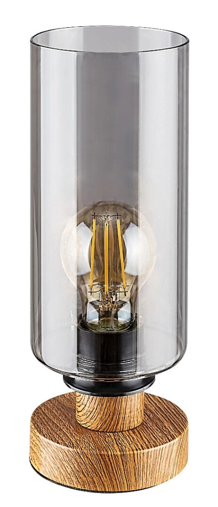 Lampada da tavolo Rabalux Tanno rovere E27 fumé 26cm